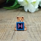 Pisces Bear Pin, Handmade Tiny Star Sign Wooden Teddy Badge