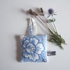  Blue floral lavender bag with vintage embroidery and dried Yorkshire lavender.