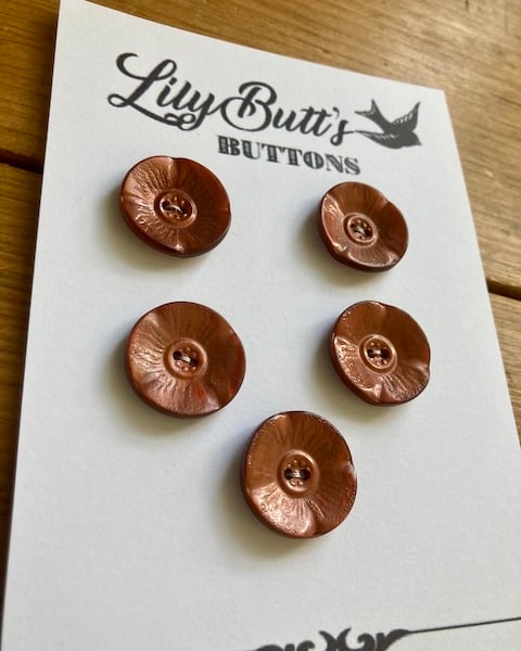 5 Vintage Bronze Flower Cup Buttons