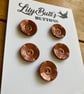 5 Vintage Bronze Flower Cup Buttons - Image 1