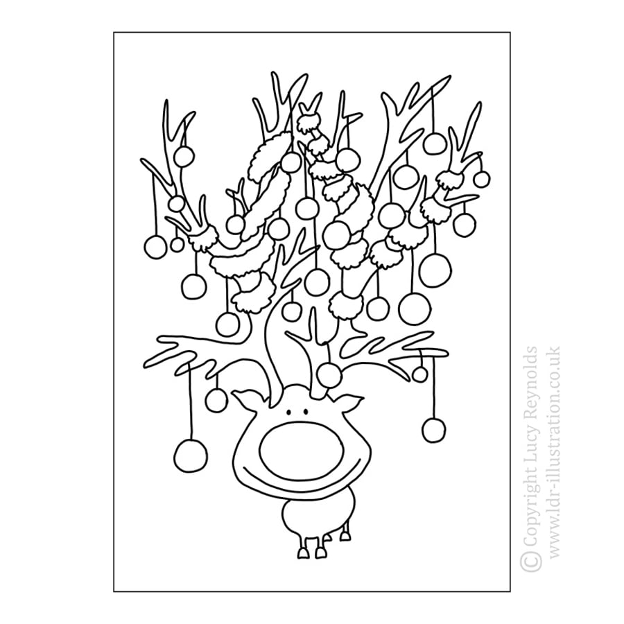 Colour Me In Card - Antlers