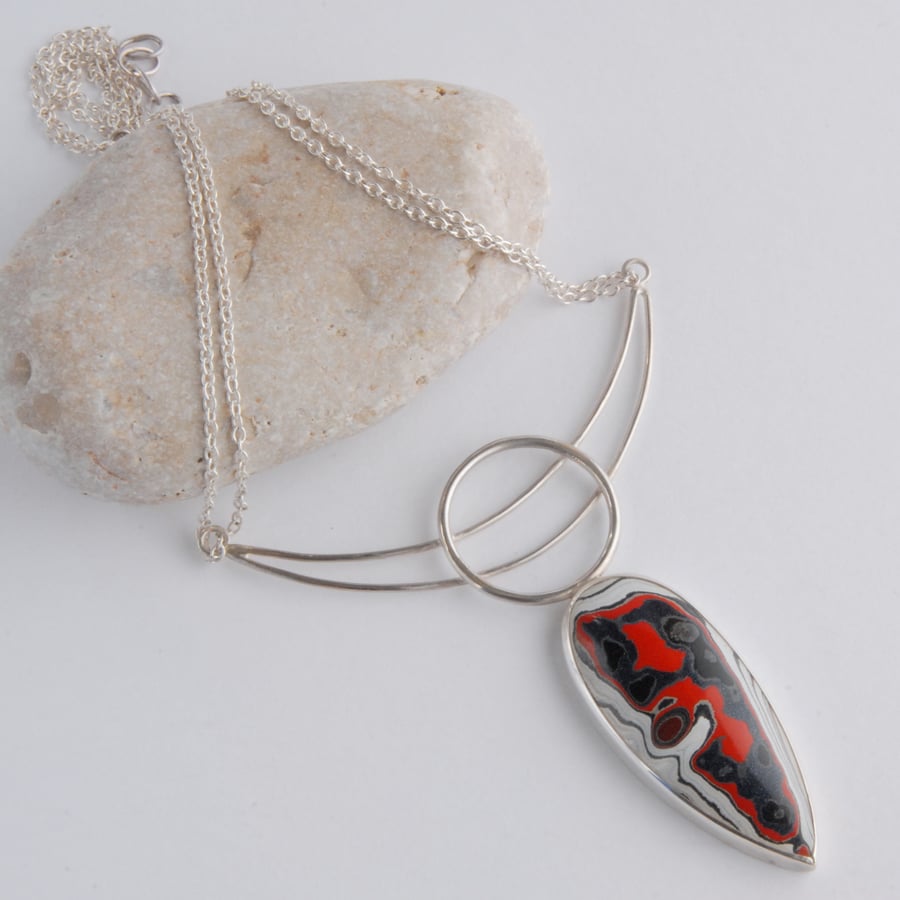Statement fordite (Detroit agate) and sterling silver necklace
