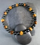 Bracelet Onyx and Tiger's Eye gemstone stretchy design 2 of 3 handmade - Image 2