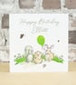 Birthday Card Green Balloon -  Personalised name option available - Image 4