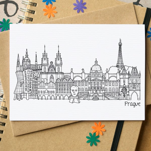 Prague Skyline Greetings Card