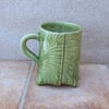 Buttoned up 3 legged coffee mug tea cup stoneware pottery ceramic tripod three 
