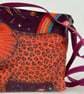 Handmade Emma Shipley velvet fully lined cross body purse in brown with orange e