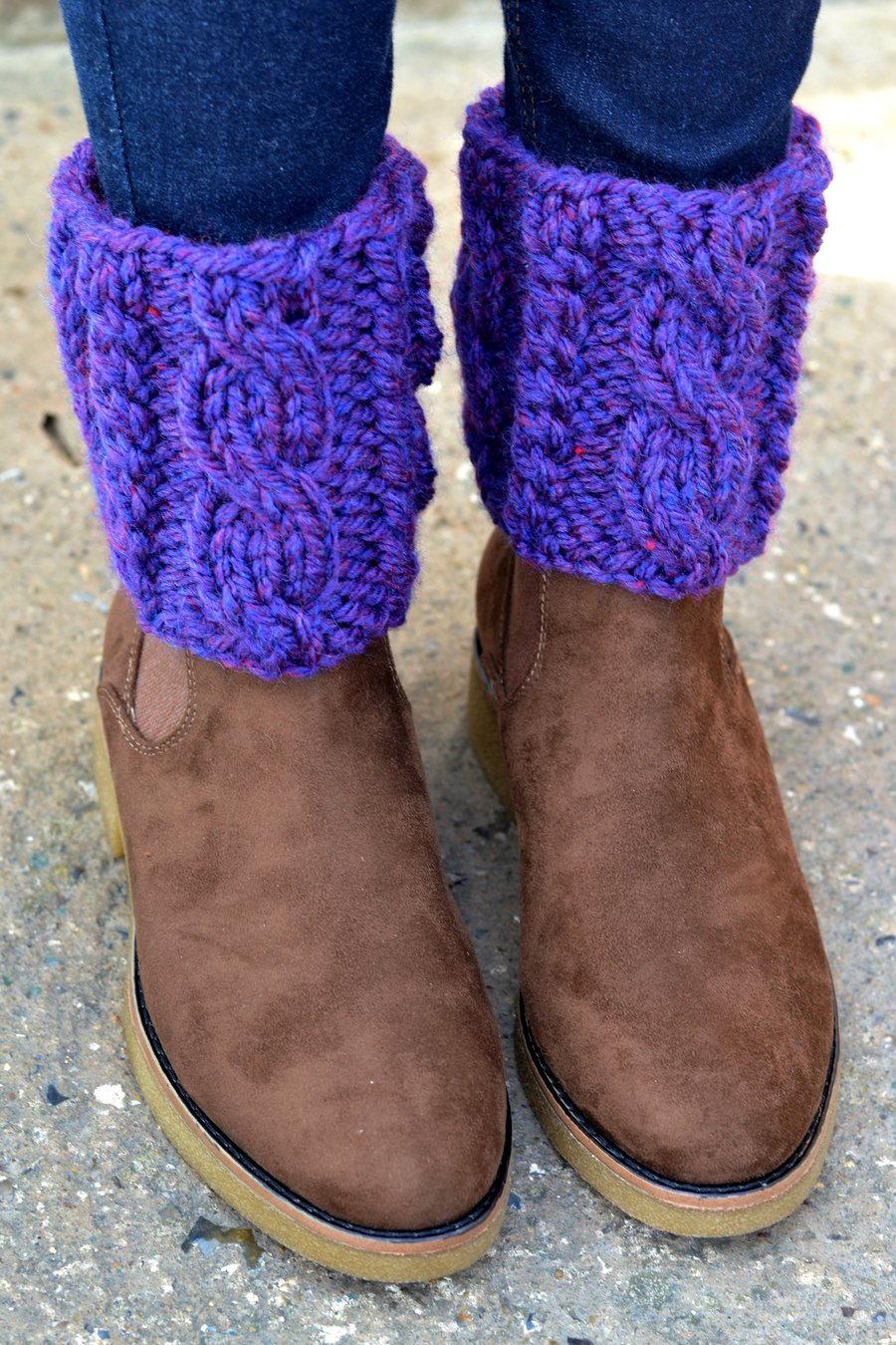 Boot Cuff  Super Chunky Heather Shade Knitted s, Boot Toppers