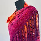Large Handmade Crochet Shawl in Vibrant Sunset Colours