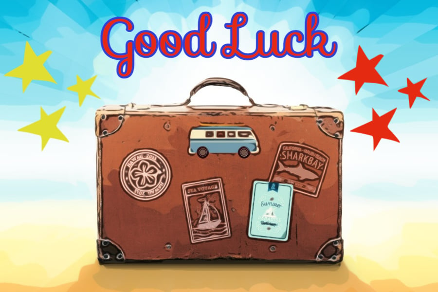 Good Luck Suitcase Greeting Card A5