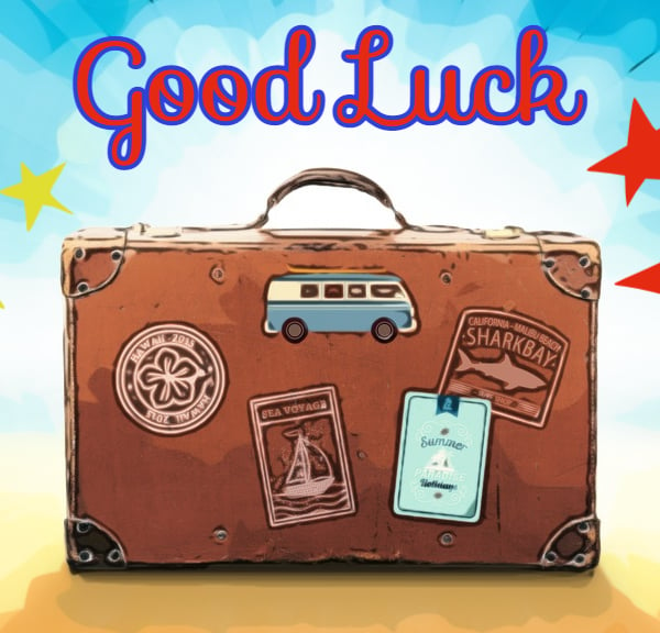 Good Luck Suitcase Greeting Card A5