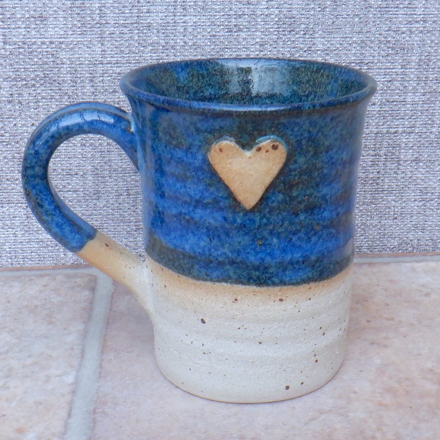 Coffee mug tea cup with a heart stoneware hand thrown pottery ceramic 