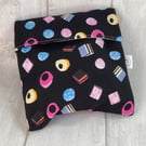 Large snack bag in Licorice Allsort print.  Reusable and eco-friendly