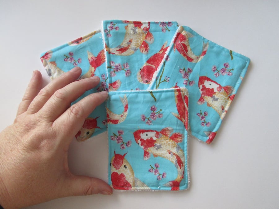 Eco Friendly Bamboo Face Wipes Cleansing Pads Reusable Washable Flannel: Fish