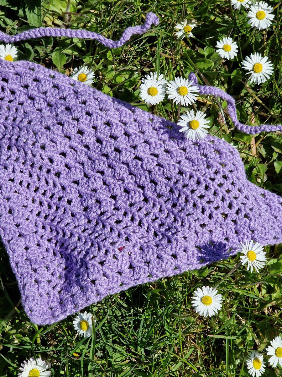 Purple Bandana, Crochet Bandana, Lilac Bandana, Bamboo and Cotton Bandana