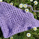 Purple Bandana, Crochet Bandana, Bamboo and Cotton Bandana