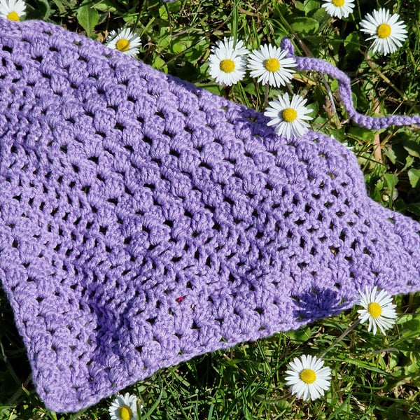 Purple Bandana, Crochet Bandana, Lilac Bandana, Bamboo and Cotton Bandana