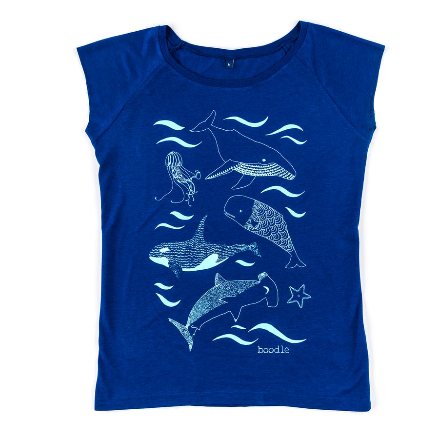 Under the Sea Bamboo Womens T-shirt, hand screen printed with eco-friendly inks.