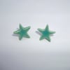 ice blue ceramic star earrings