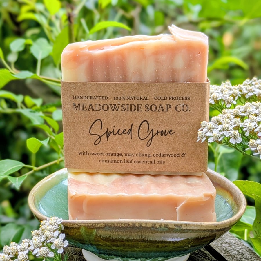 Spiced Grove 100% Natural Handmade Soap - orange, may chang, cedarwood, cinnamon