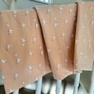 Handcrafted Rose Pink Baby Quilt: Geese & Flowers Print 