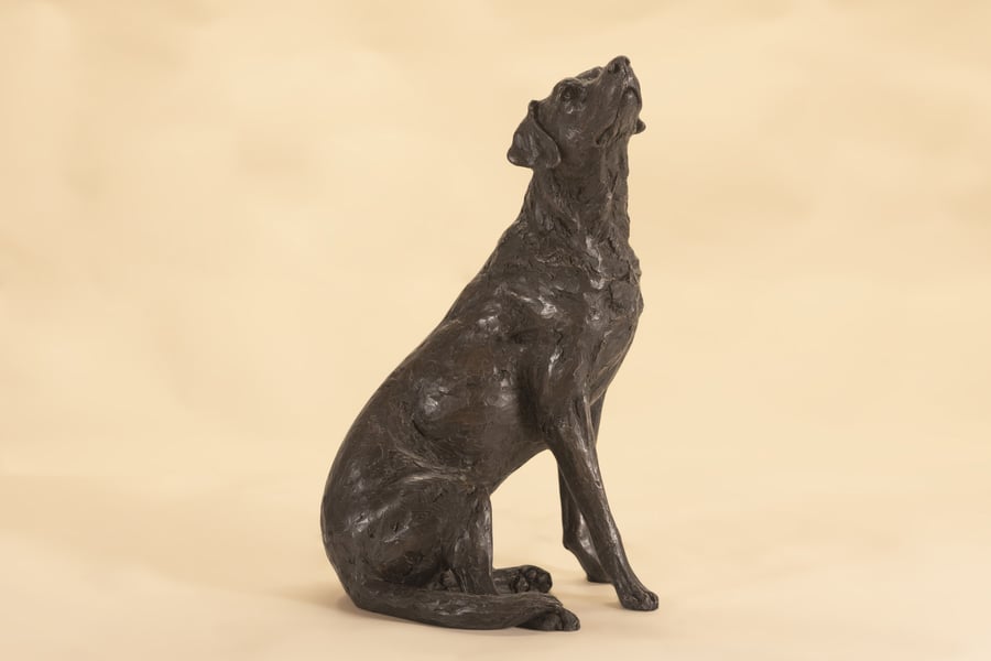 Affection, Sitting Labrador Dog Statue Bronze Resin Indoor Sculpture