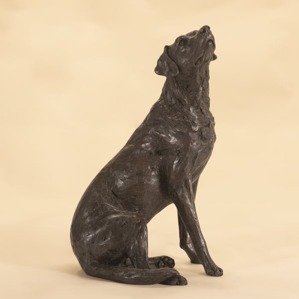 Affection, Sitting Labrador Dog Statue Bronze Resin Indoor Sculpture