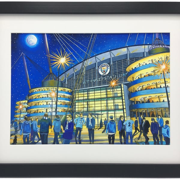 Manchester City FC, Etihad Stadium. Quality Framed Art Print 14" x 11" Frame