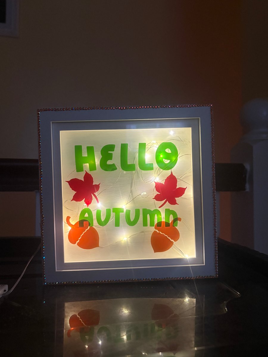 Hello autumn box frame with lights 