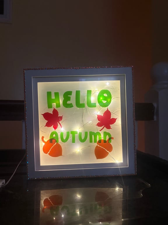 Hello autumn box frame with lights 