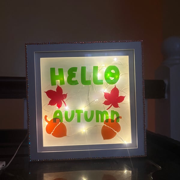 Hello autumn box frame with lights 