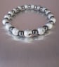 Bracelet grey Druzy and Hematite stretchy handmade  - Image 6