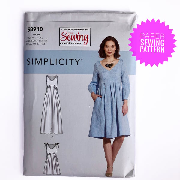 Sewing Pattern, Misses' dress, Simplicity S8910