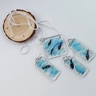 Bubbled glass wind chime, garden art, fused glass mobile, fish mobile. 