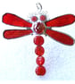Dragonfly Suncatcher Stained Glass Red Bead-Tailed 047 - Image 4