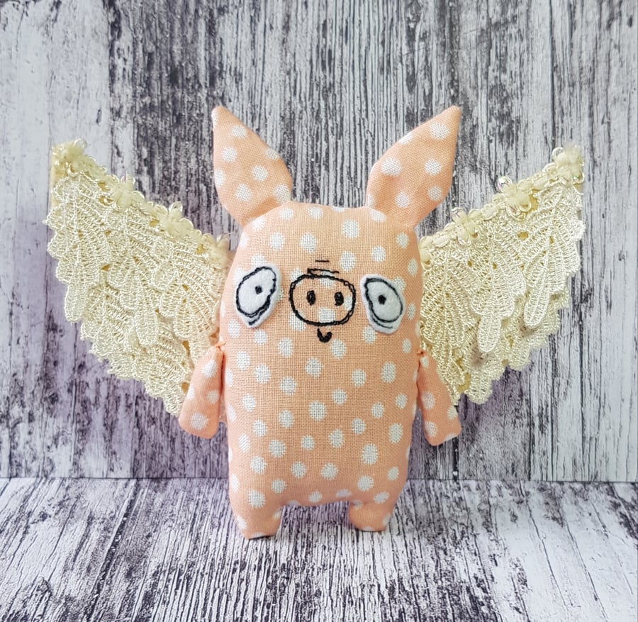 Flying Pig With Lace Angel Wings