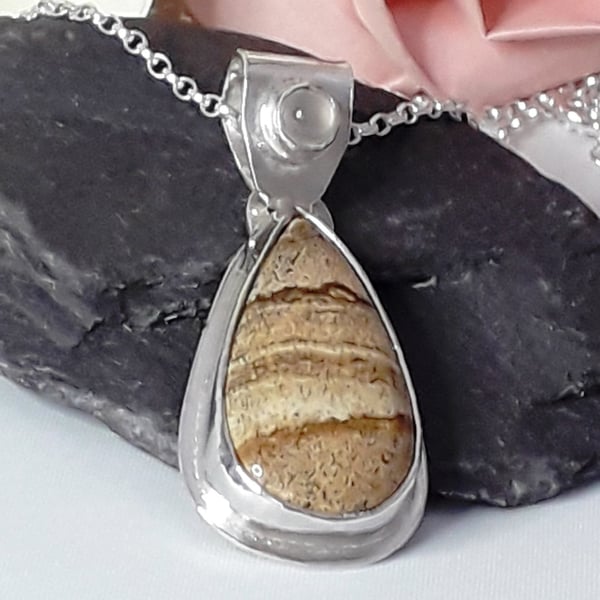 Jasper Gemstone pendant sterling silver  Hallmarked