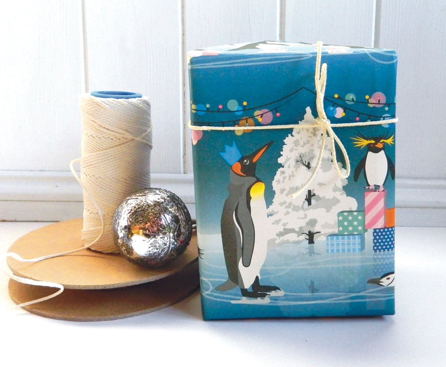 Penguin Christmas Gift Wrapping Paper - Penguin Party!