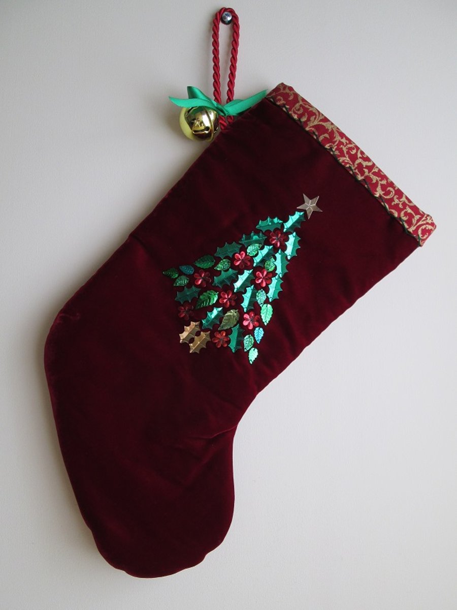 HELD - SALE - 'Tree' Luxury Velvet Christmas Stocking