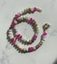 Raspberry Ripple Hand Knotted Beaded Gemstone Necklace - Image 5