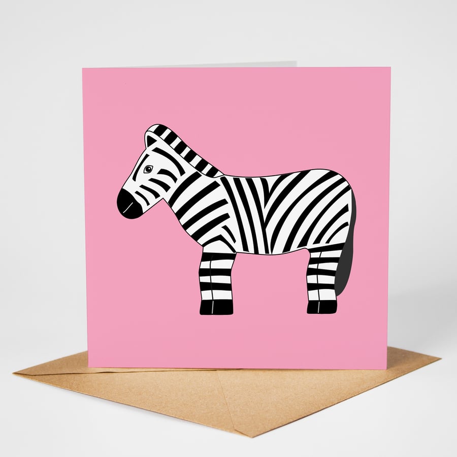 Zebra Greeting Card, Animal Card, Eco Friendly Blank Card, Safari Theme