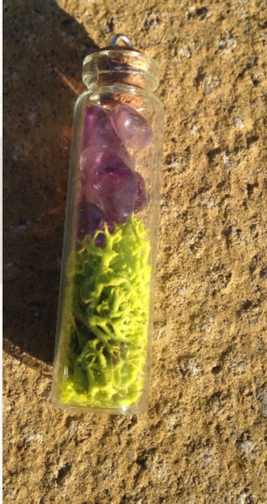 Amethyst & Moss Glass Vial Necklace