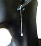 Rice Pearl Long Drop Earrings - Handmade, Sterling Silver  - Image 1