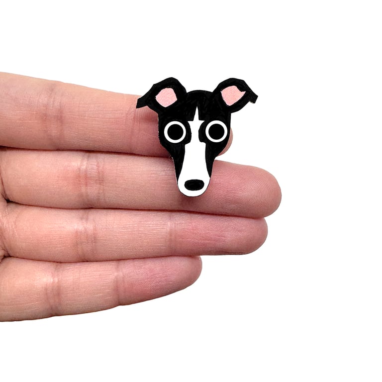 Whippet Brooch - Handmade