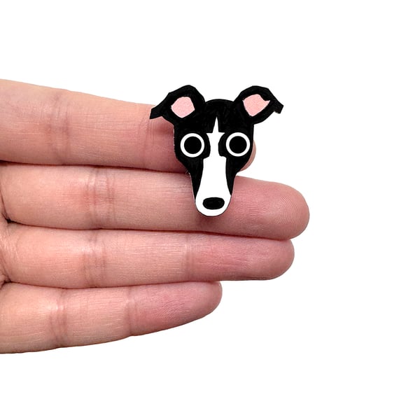 Whippet Brooch - Handmade