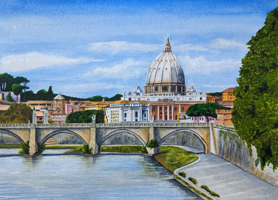 St. Peter's Basilica Cathedral RomeConclave A4 Watercolour Print