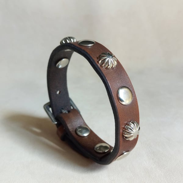 Custom Leather Bracelet with Spike Button Rivets, Leather Bracelet Cuff, Mens Br