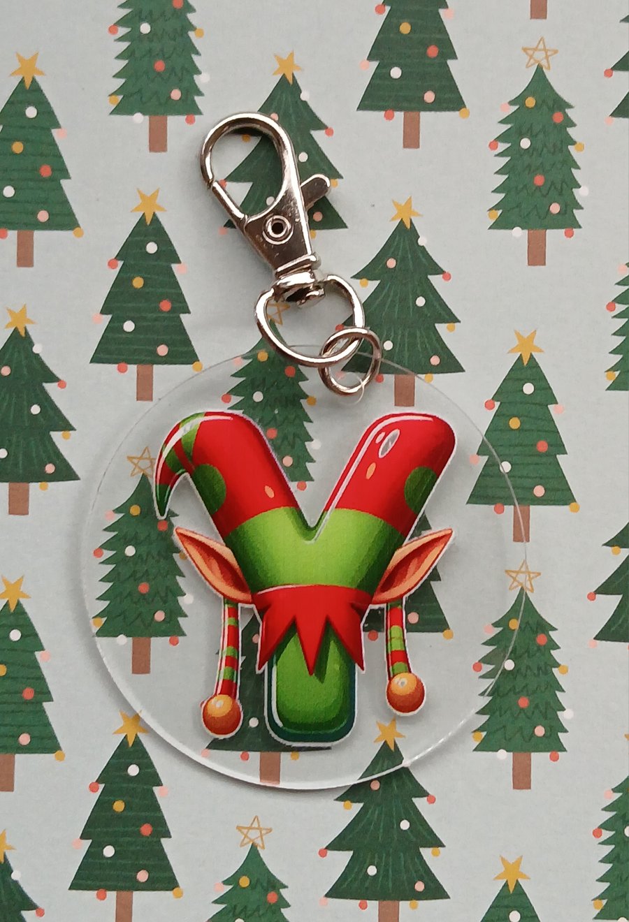 Clear acrylic Christmas keyring "Y"