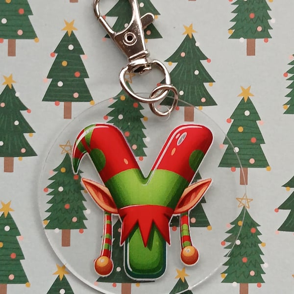 Clear acrylic Christmas keyring "Y"