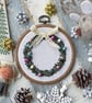 Pastel Christmas Wreath Embroidery Hoop Art - Image 1
